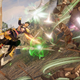 Claude shooting enemies with a bow on top of a wyvern.